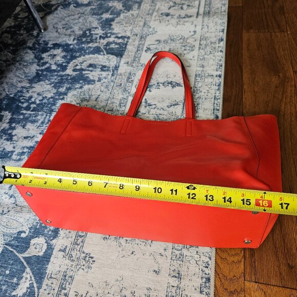 Banana Republic Large Open Leather Tote Bag in Strawberry Coral Color - Picture 11 of 13